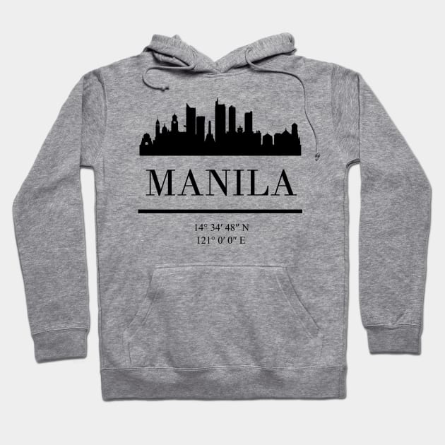 MANILA PHILIPPINES BLACK SILHOUETTE SKYLINE ART Hoodie by deificusArt